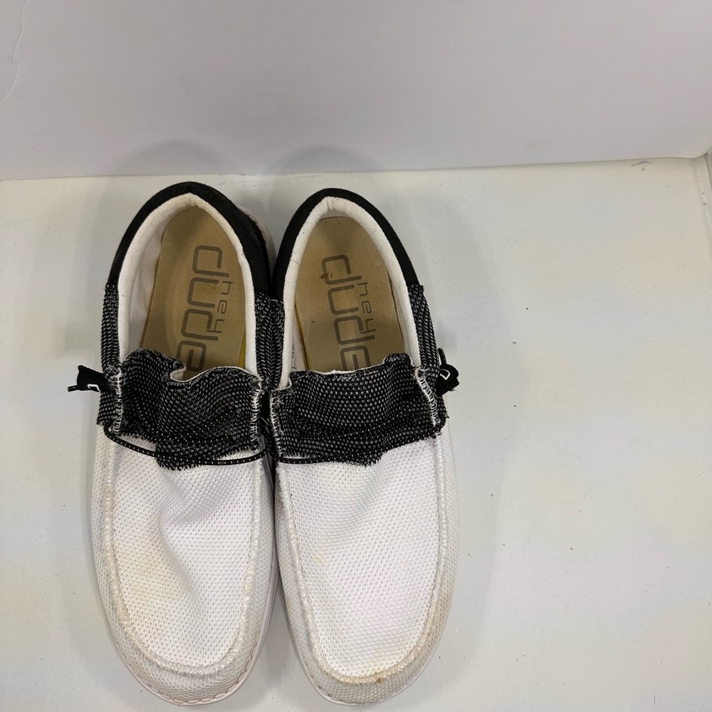 Hey Dude Men's White and Black Shoes